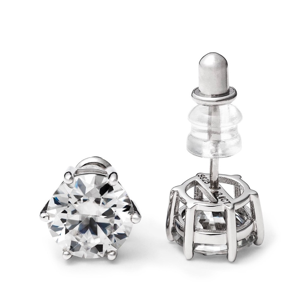 Moissanite Diamond 18k White Gold Stud Earrings